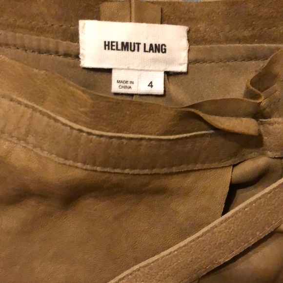 Designer mini wrap around leather skirt with silk liner by Helmut Lang _2 - Picture 3 of 5